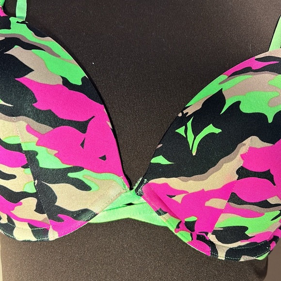 CACIQUE Colorful Camouflage Boost Plunge Bra 38D - Picture 5 of 9